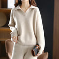 Women's Long-Sleeve Collared Knit Sweater