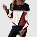 Women's Long-Sleeve Colorblock Crew Neck Sweater