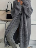 Women's Long-Sleeve Open-Front Chunky Knit Cardigan