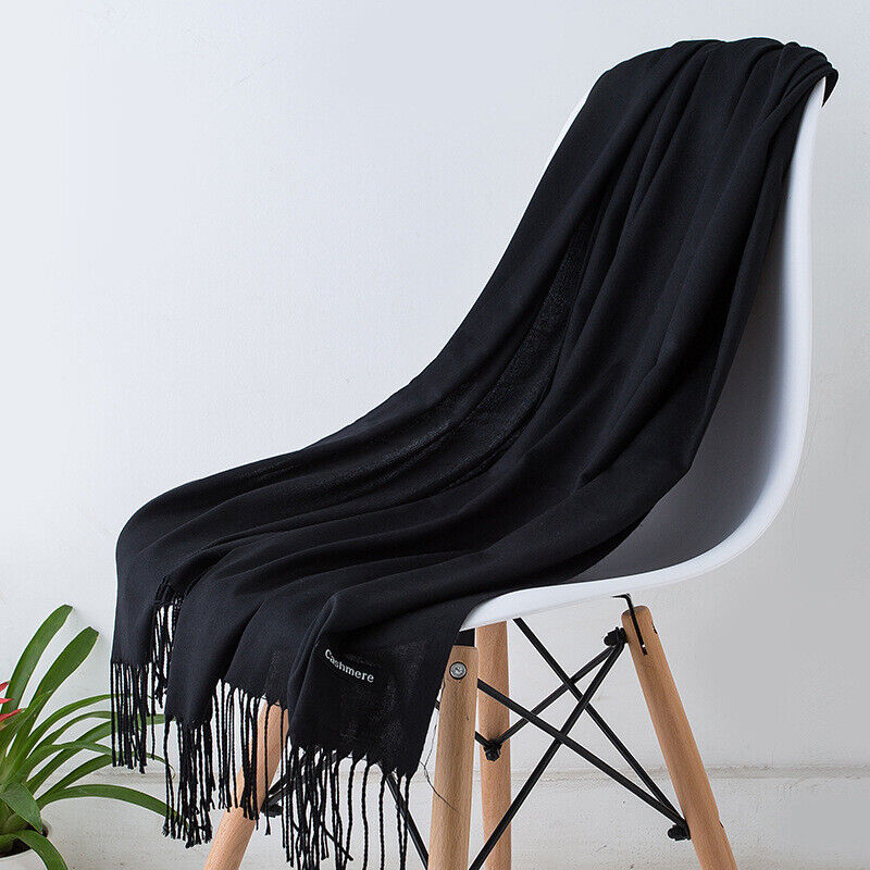 Women's Long Fringed Cashmere-Feel Wrap Scarf Shawl