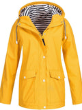 Women's Hooded Rain Jacket with Striped Lining