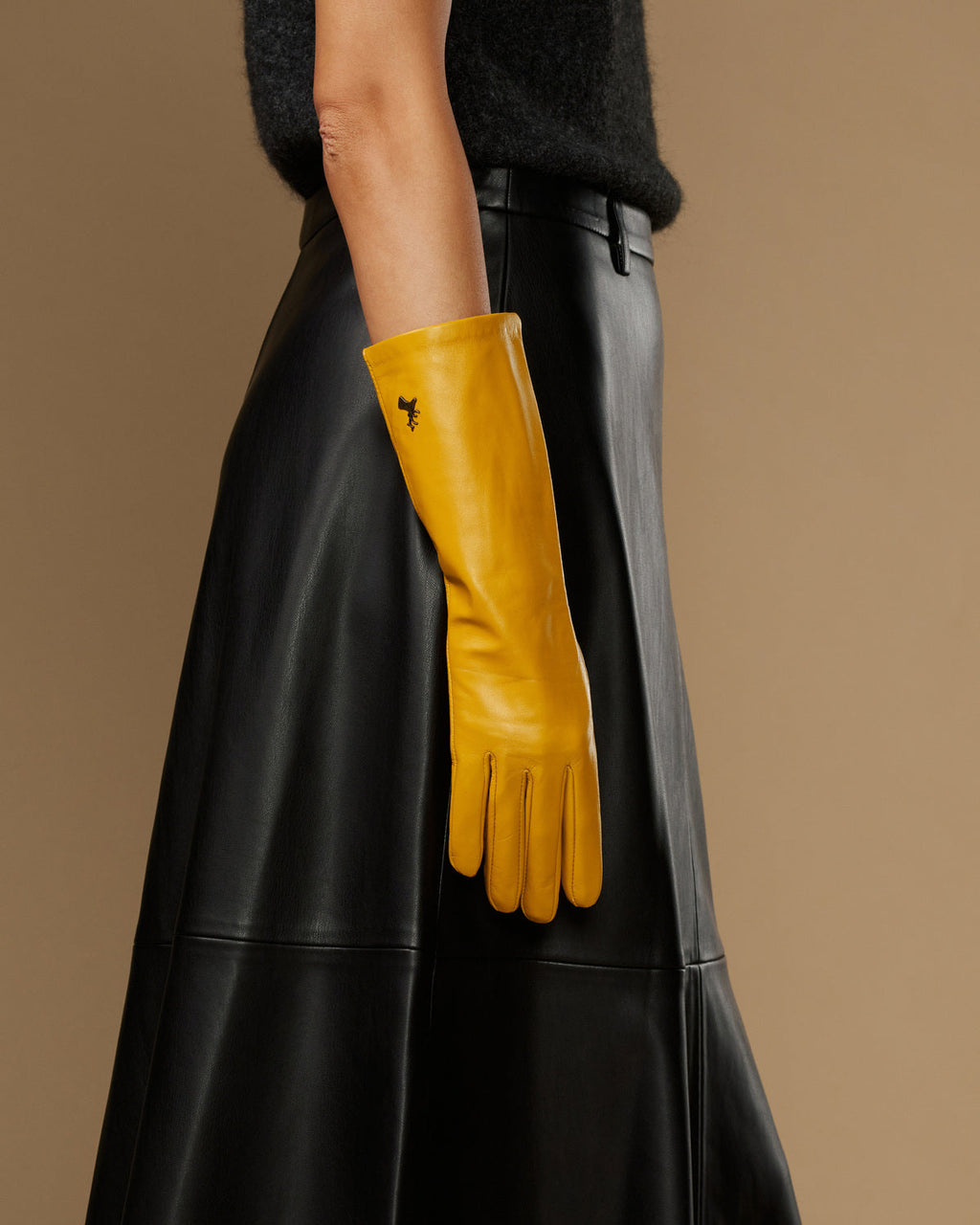 Women's Mid Forearm Length Faux Leather Evening Gloves