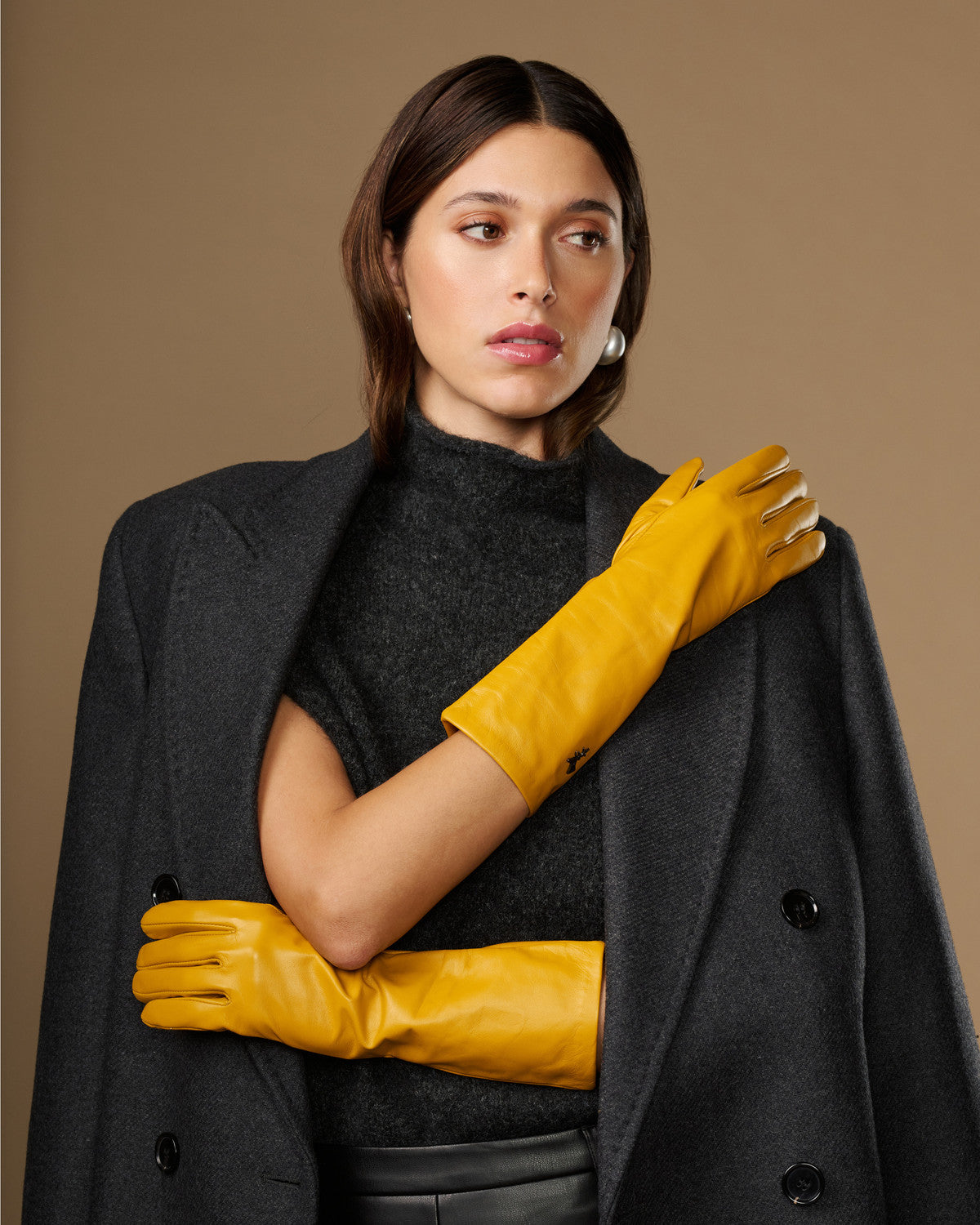 Women's Mid Forearm Length Faux Leather Evening Gloves