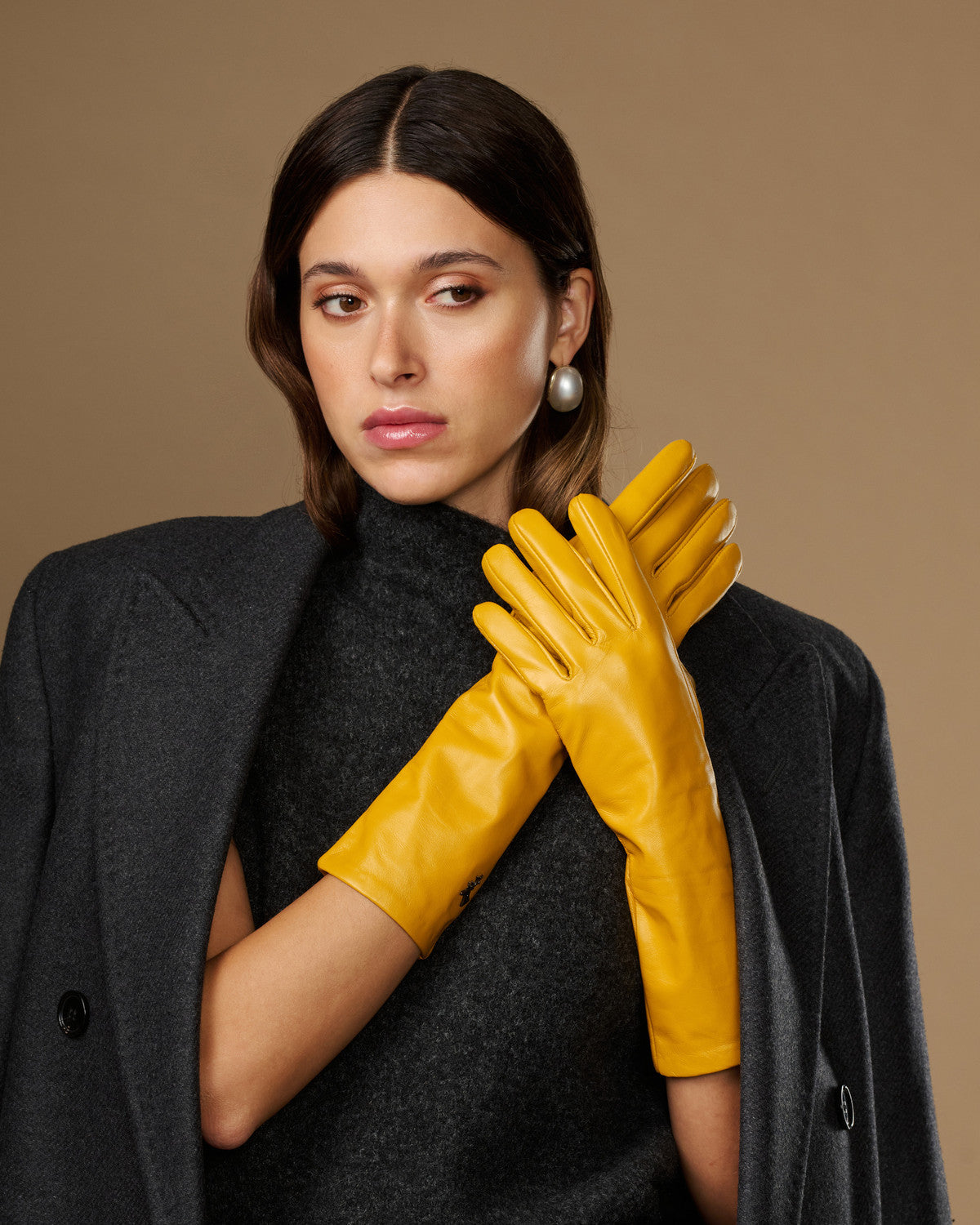 Women's Mid Forearm Length Faux Leather Evening Gloves