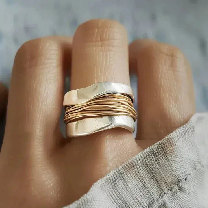 Women's Two-Tone Wire Wrap Statement Ring