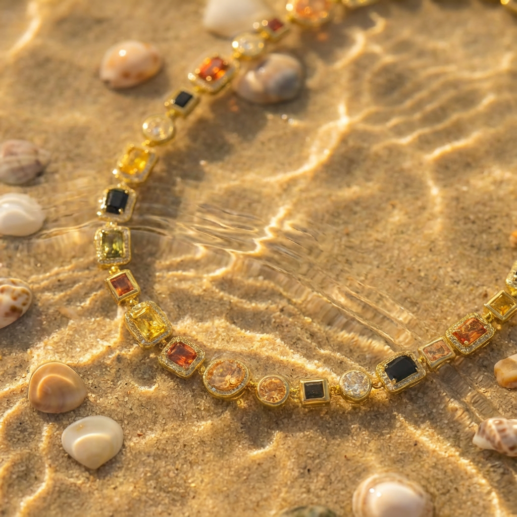 Women's Colorful Gemstone Tennis Necklace