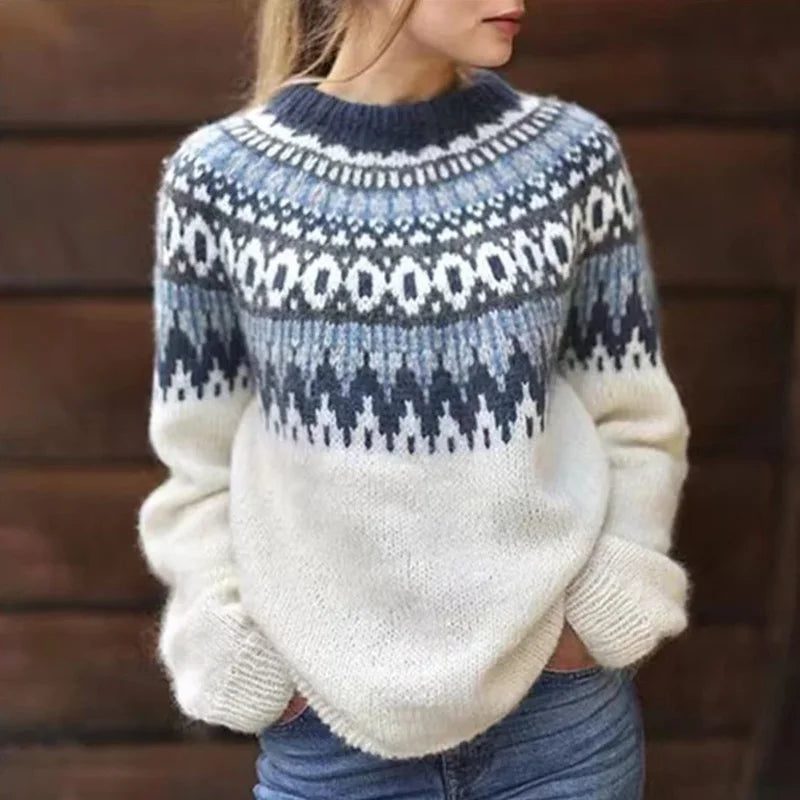 Women's Nordic Pattern Crew Neck Knit Jumper