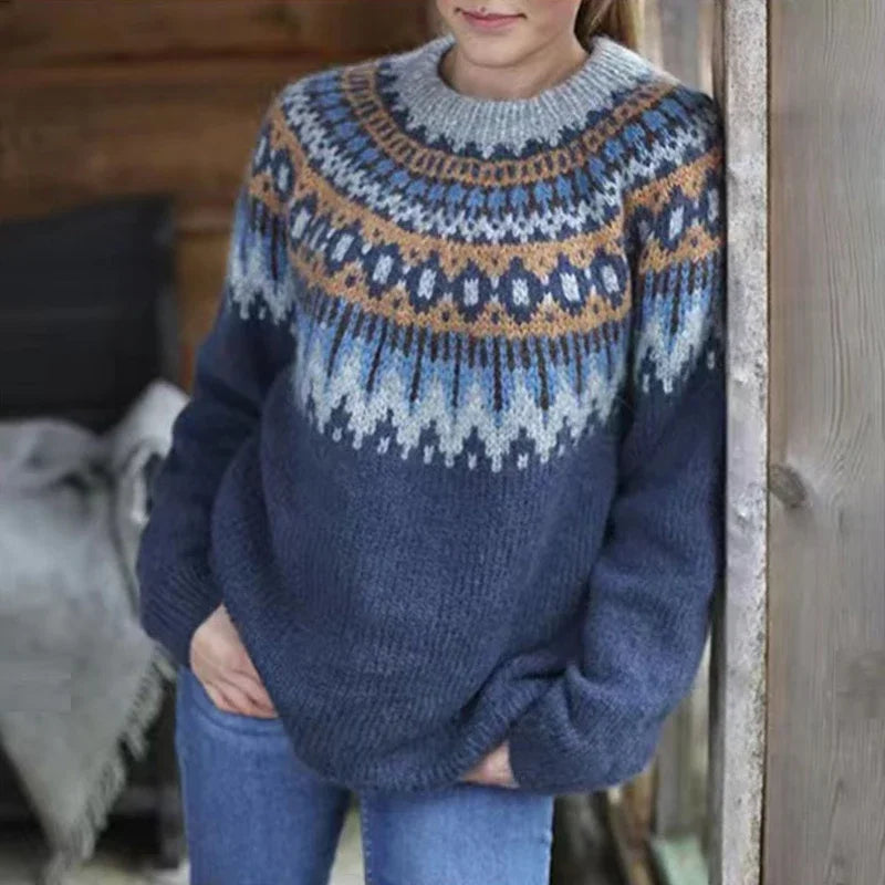 Women's Nordic Pattern Crew Neck Knit Jumper