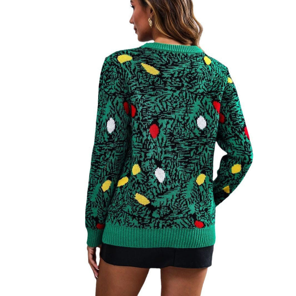 Women's Christmas Lights Ugly Christmas Sweater Crew Neck