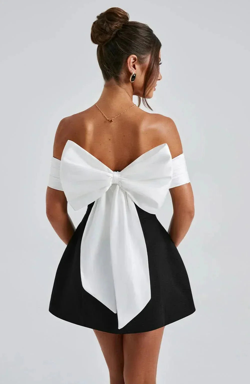Women's Off-Shoulder Bow-Back Mini Dress