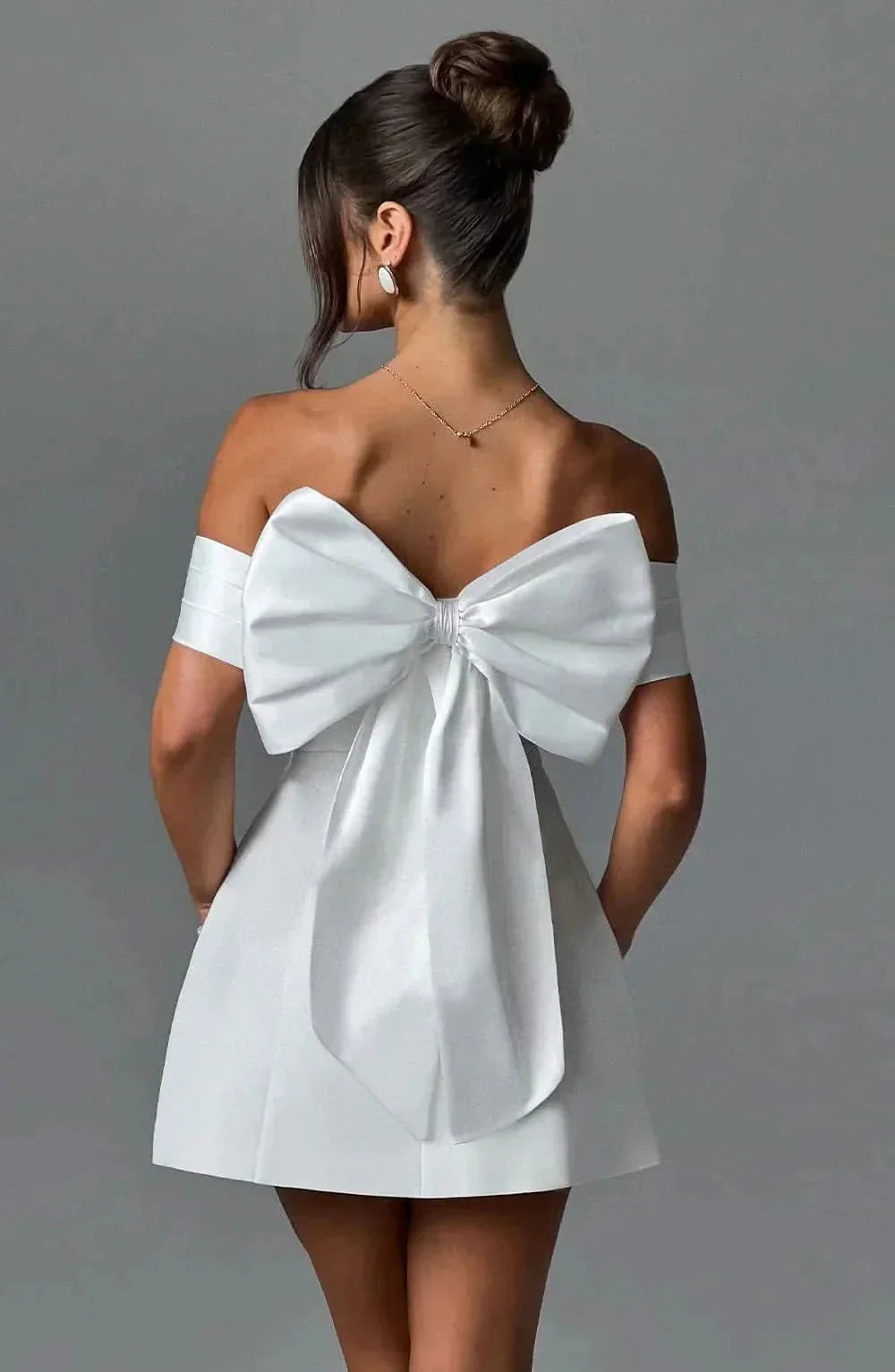 Women's Off-Shoulder Bow-Back Mini Dress