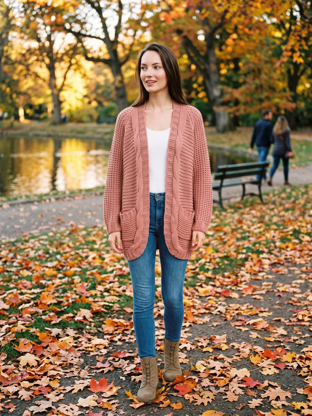 Women's Open-Front Cable Knit Cardigan