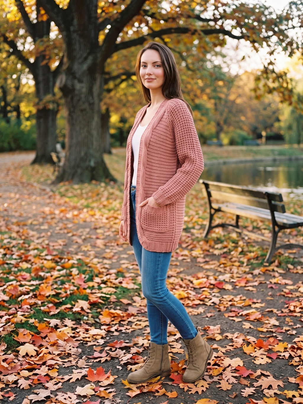 Women's Open-Front Cable Knit Cardigan