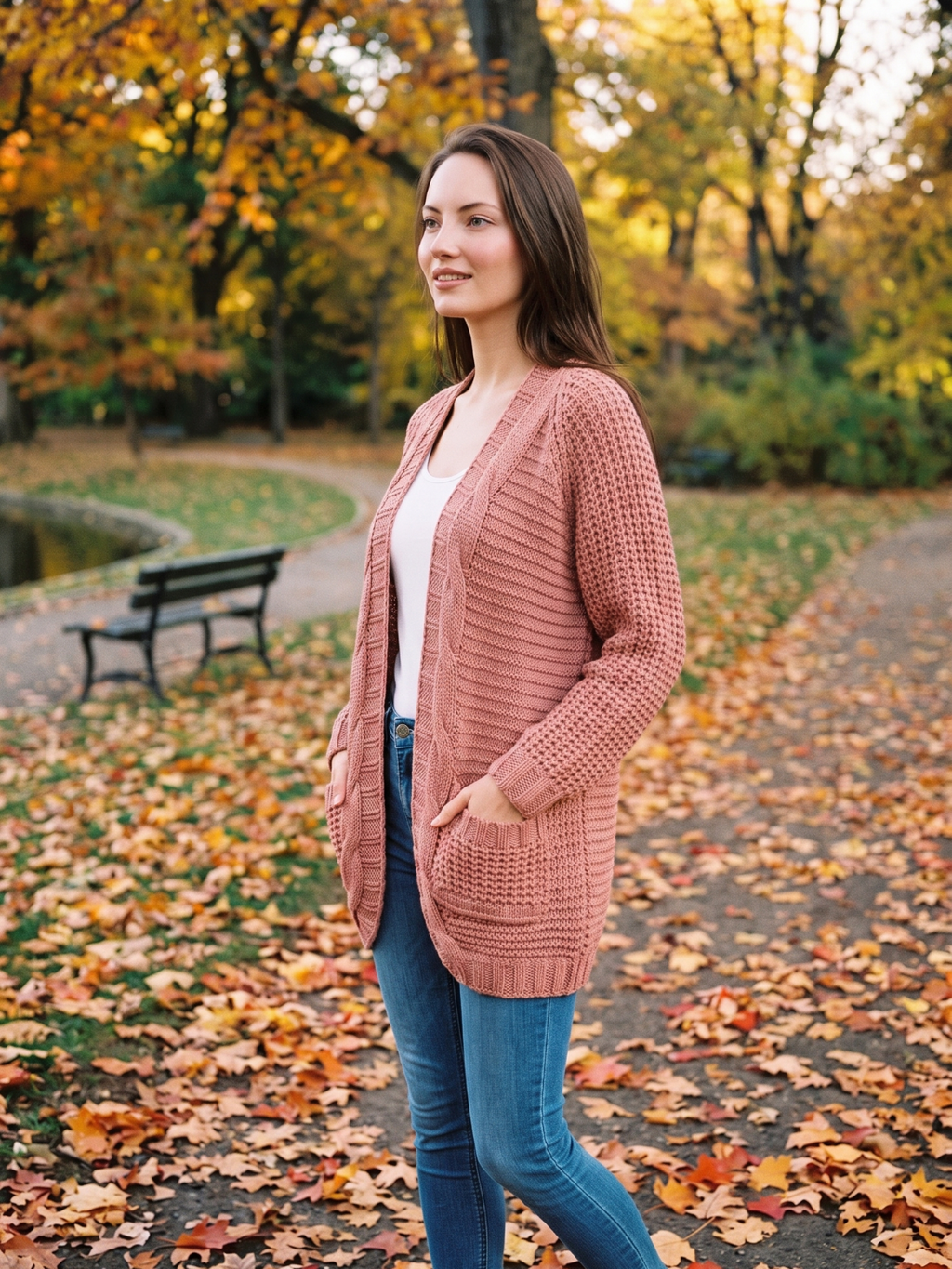 Women's Open-Front Cable Knit Cardigan