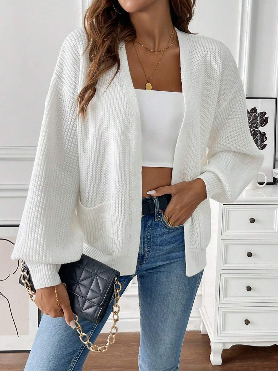 Women's Open-Front Long-Sleeve Knit Cardigan