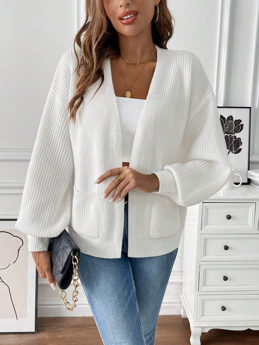 Women's Open-Front Long-Sleeve Knit Cardigan