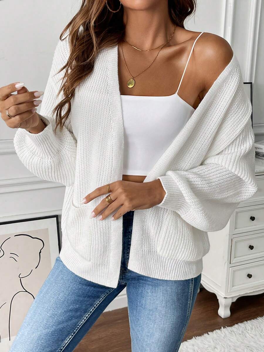 Women's Open-Front Long-Sleeve Knit Cardigan