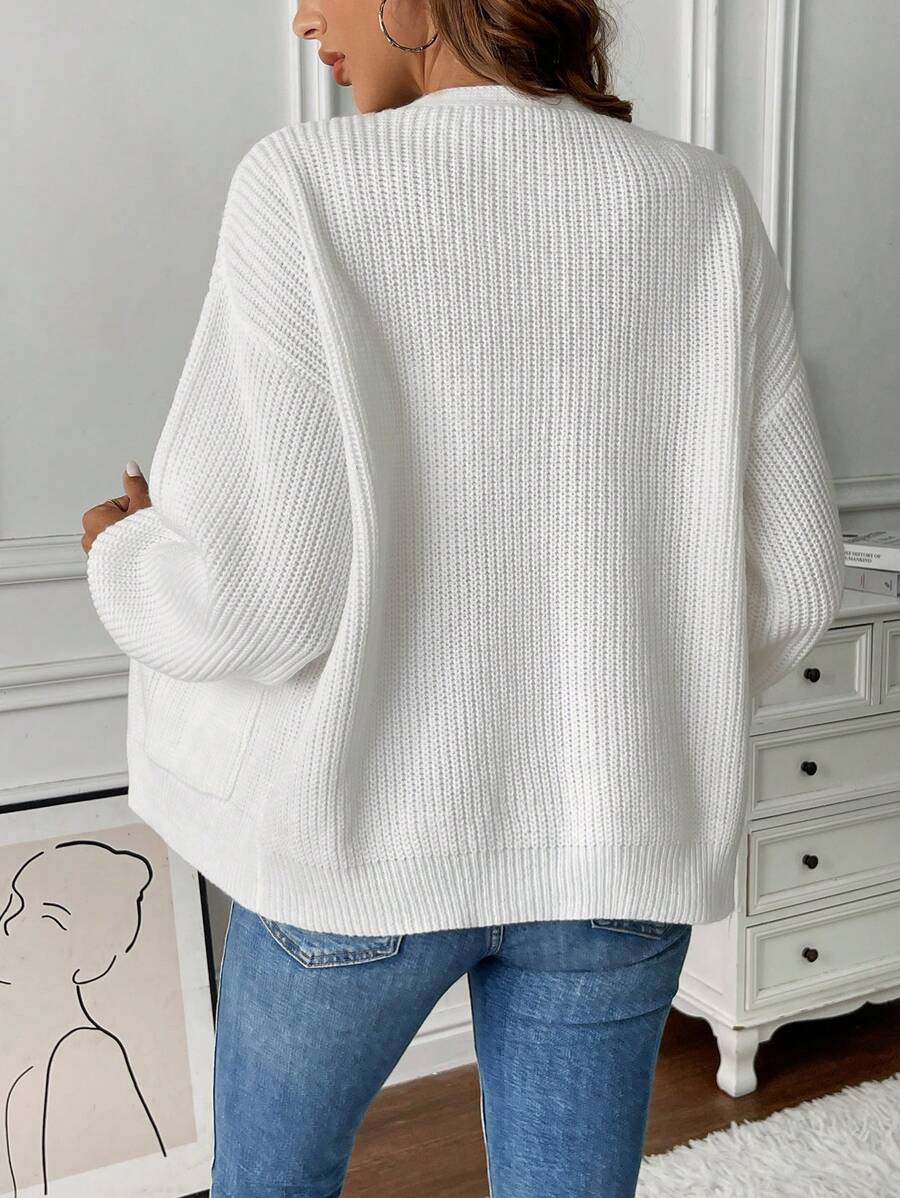 Women's Open-Front Long-Sleeve Knit Cardigan