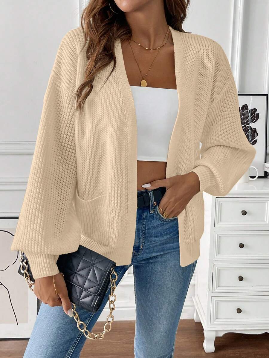 Women's Open-Front Long-Sleeve Knit Cardigan