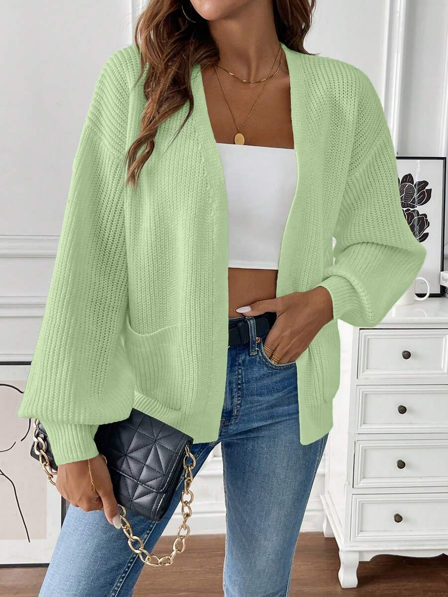 Women's Open-Front Long-Sleeve Knit Cardigan
