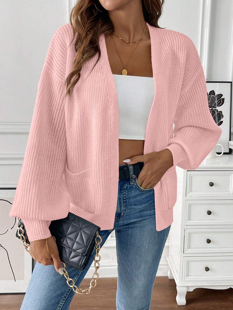 Women's Open-Front Long-Sleeve Knit Cardigan