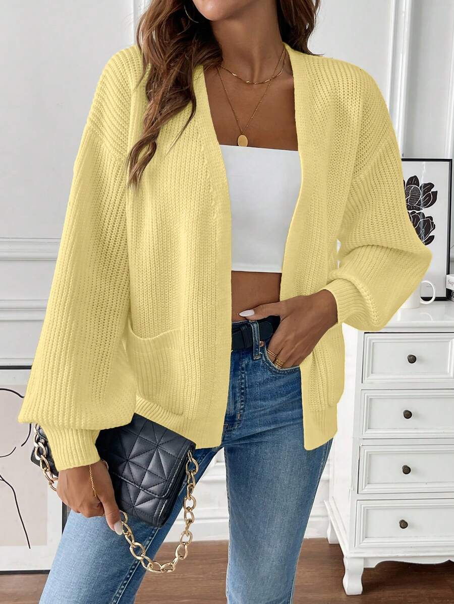 Women's Open-Front Long-Sleeve Knit Cardigan