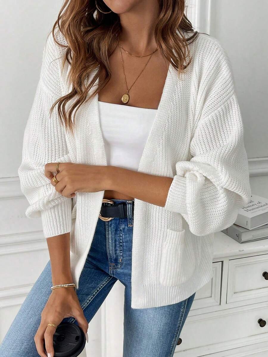 Women's Open-Front Long-Sleeve Knit Cardigan