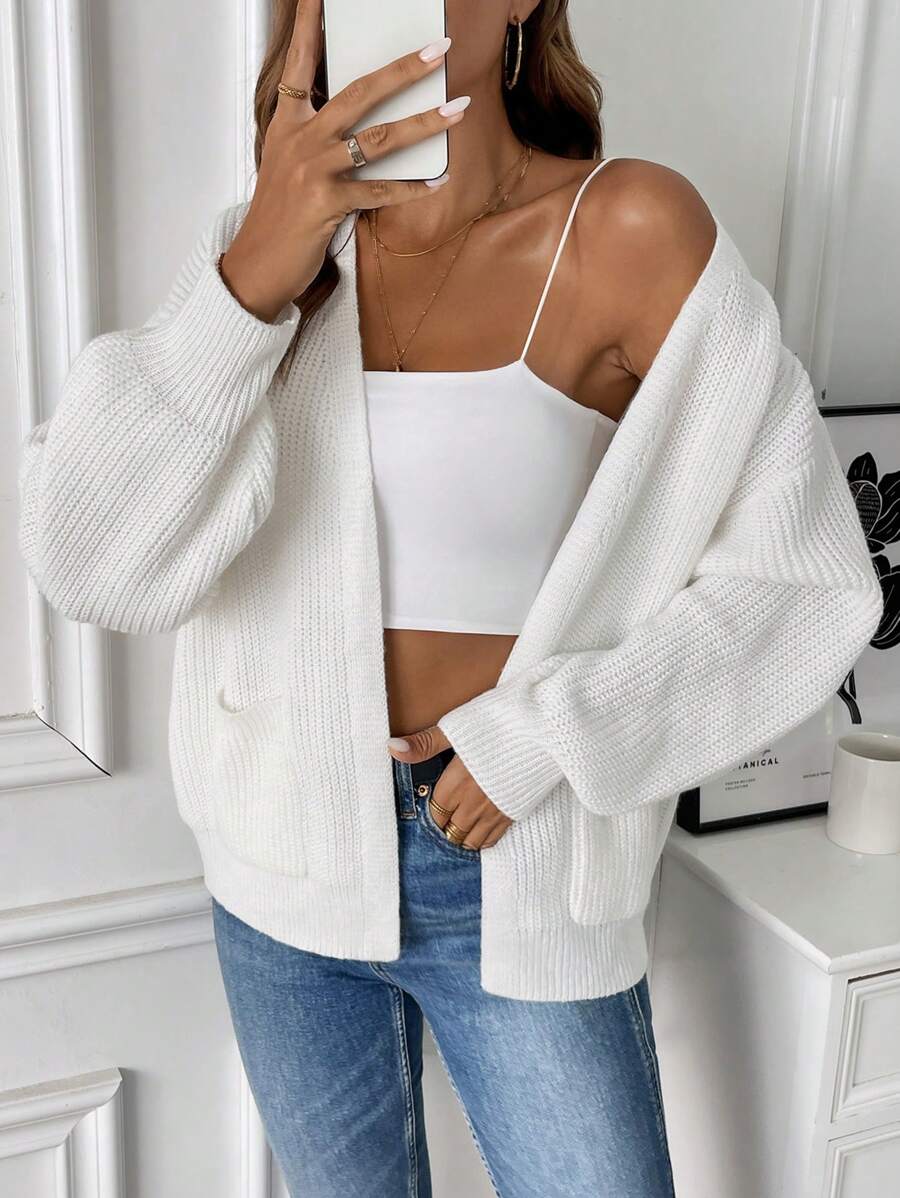 Women's Open-Front Long-Sleeve Knit Cardigan