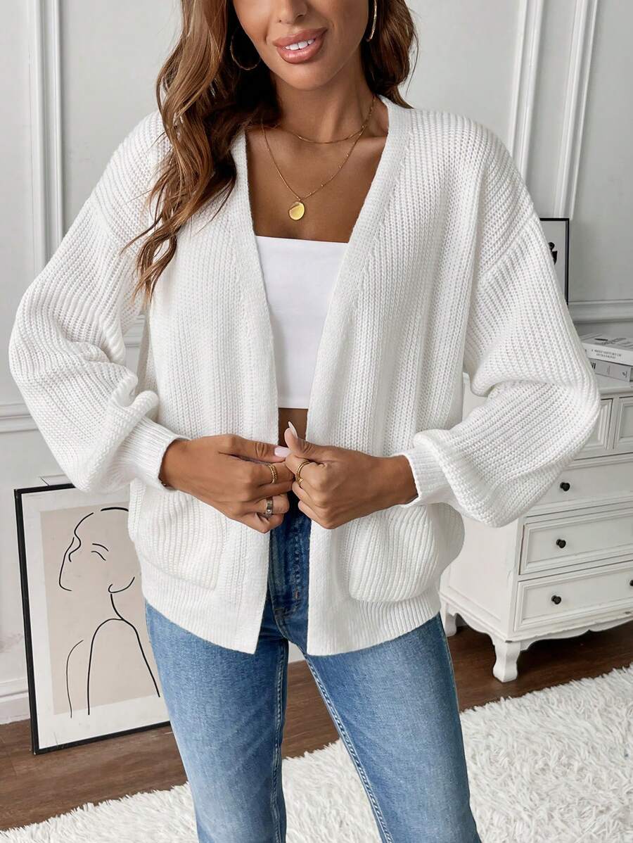 Women's Open-Front Long-Sleeve Knit Cardigan