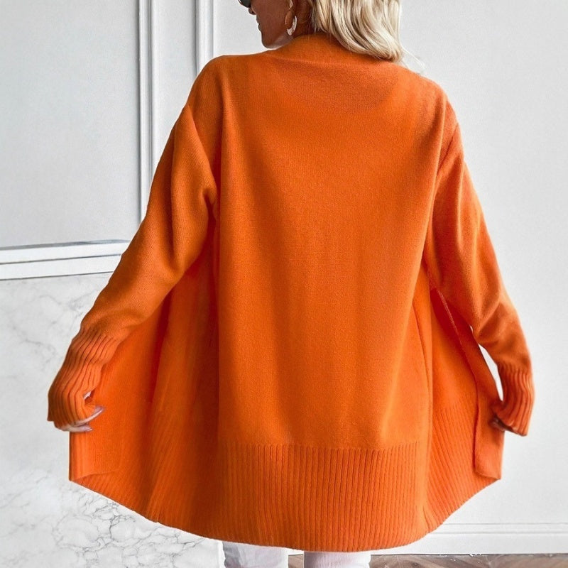 Women's Open-Front Long-Sleeve Pocket Cardigan