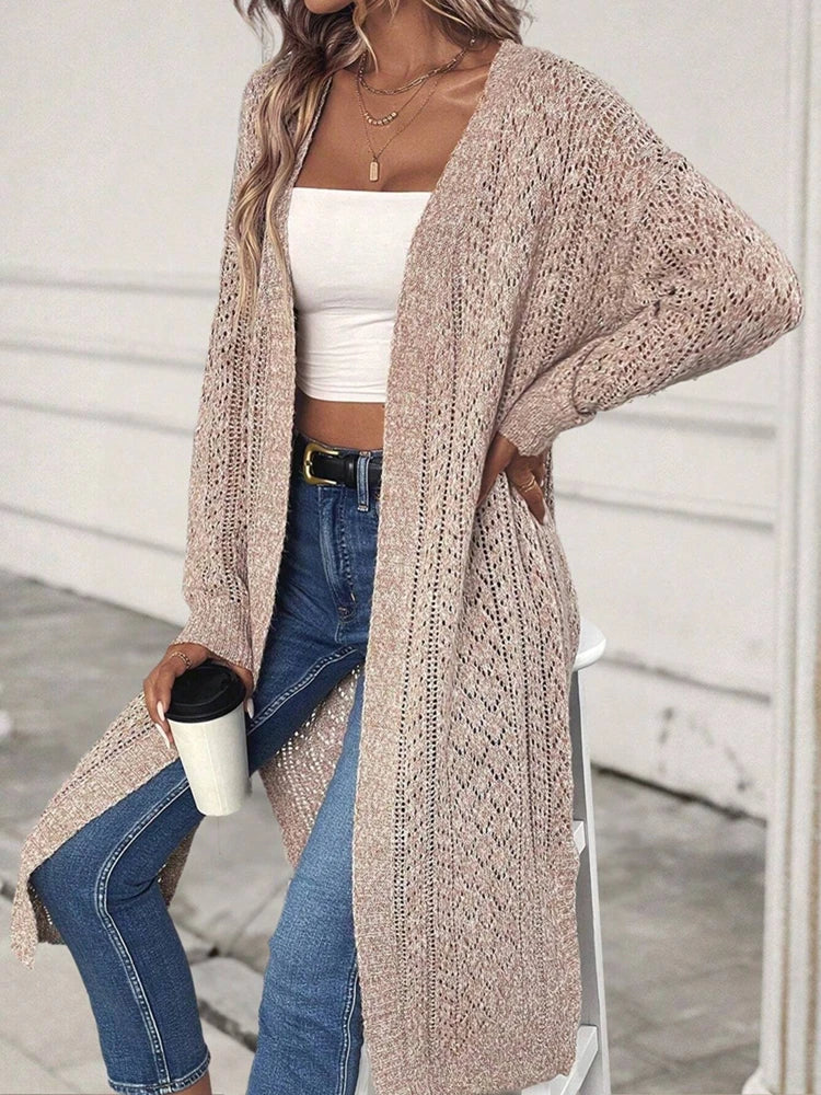 Women's Open Front Longline Knit Cardigan