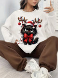 Women's Cat Ugly Christmas Sweater Oversized