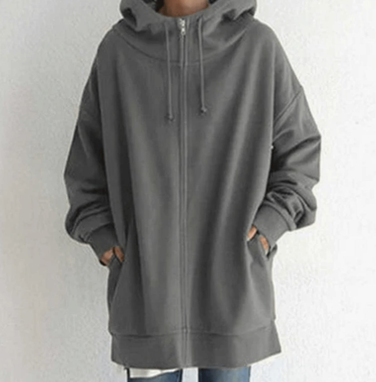 Women's Oversized Longline Zip-Up Hoodie