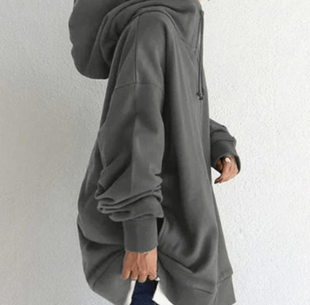 Women's Oversized Longline Zip-Up Hoodie