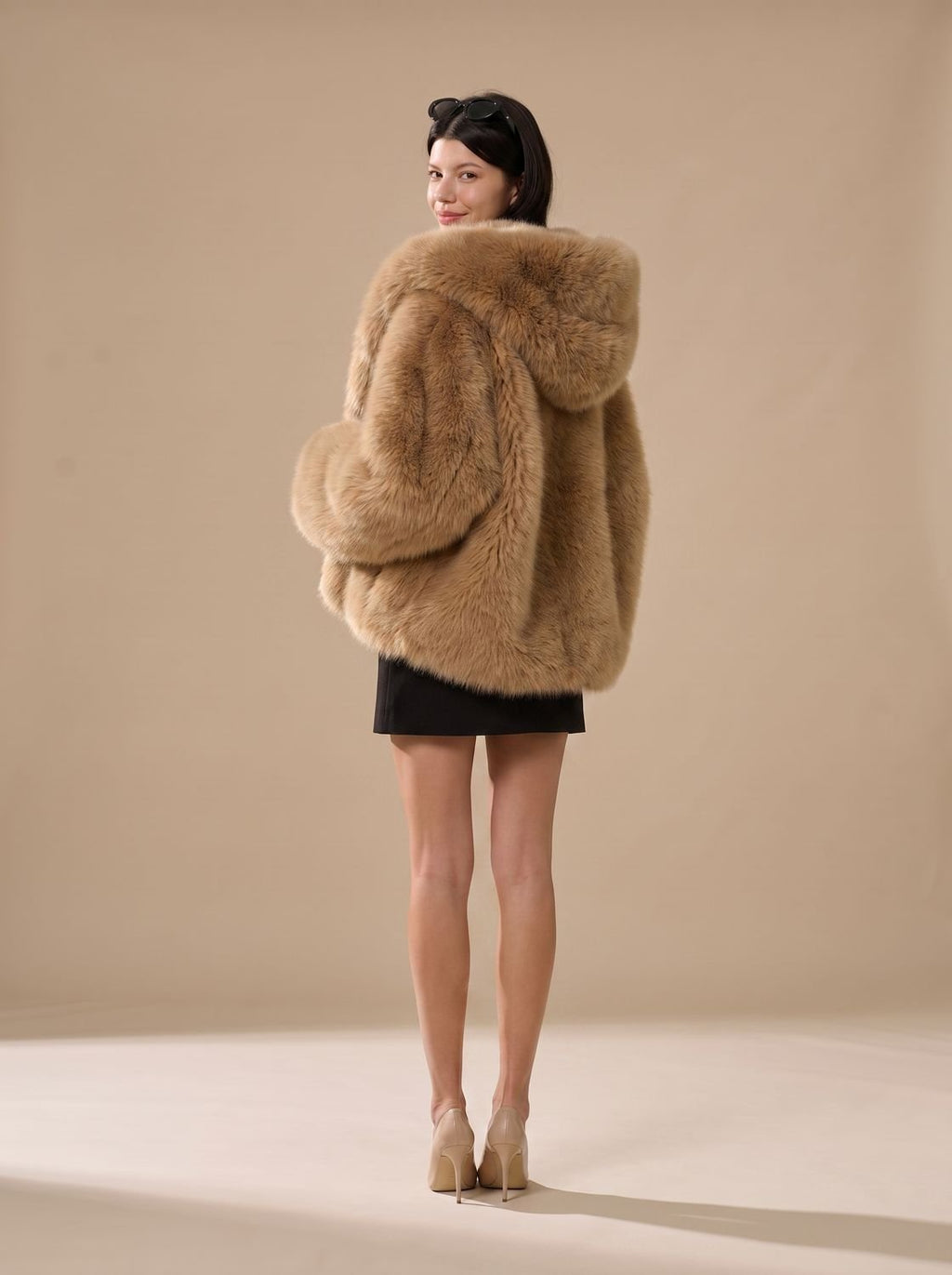 Women's Oversized Hooded Faux Fur Coat