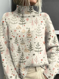 Women's Christmas Tree Sweater Turtleneck Oversized