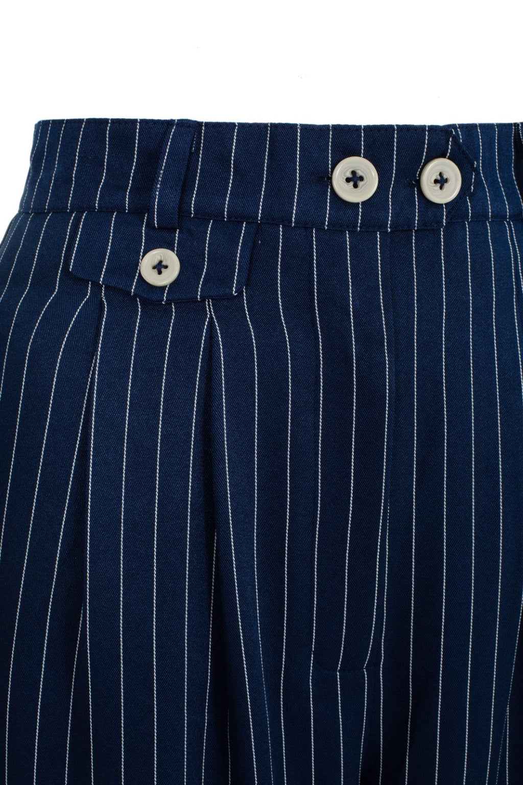 Women's Retro Pinstripe Pleated Wide Leg Pants in Navy