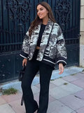 Women's Toile Print Open-Front Jacket with Shawl Collar