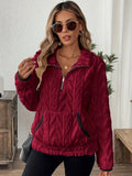 Women's Quarter-Zip Cable-Knit Fleece Sweater