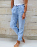 Women's Drawstring Straight-Leg Cropped Pants