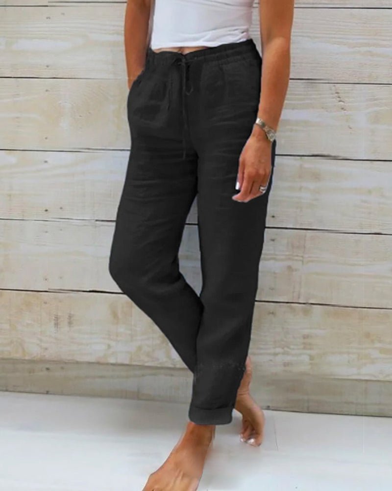Women's Drawstring Straight-Leg Cropped Pants