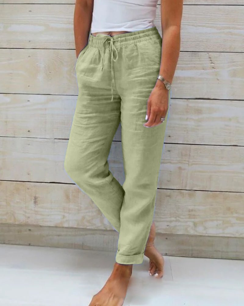 Women's Drawstring Straight-Leg Cropped Pants