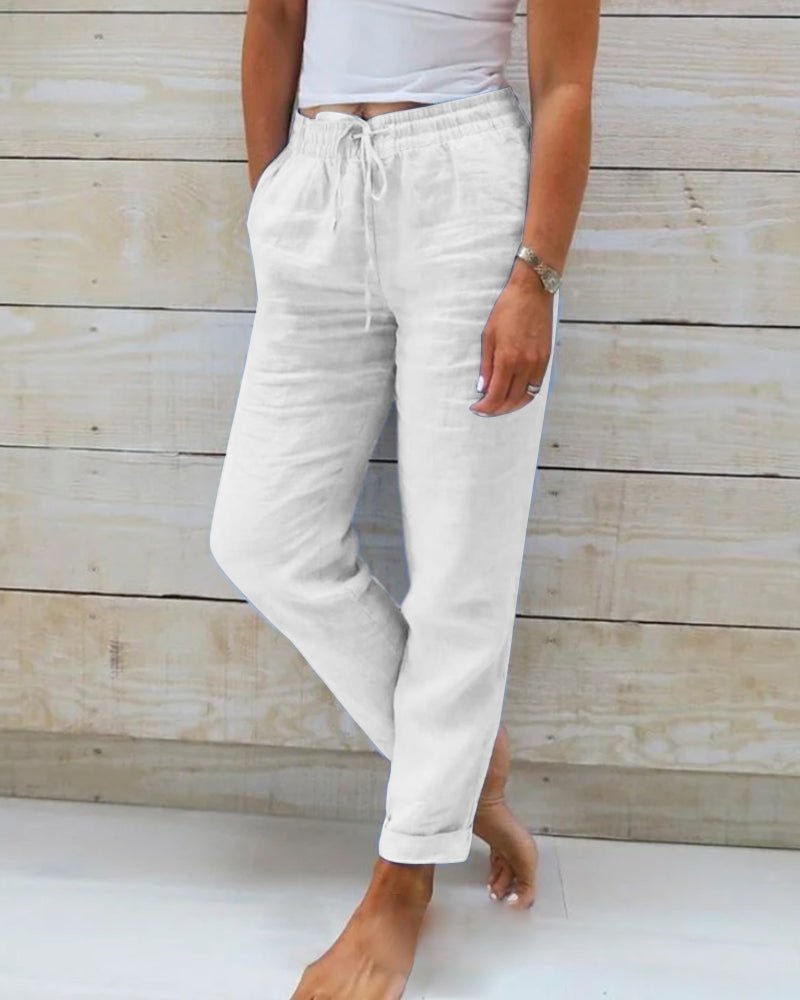 Women's Drawstring Straight-Leg Cropped Pants
