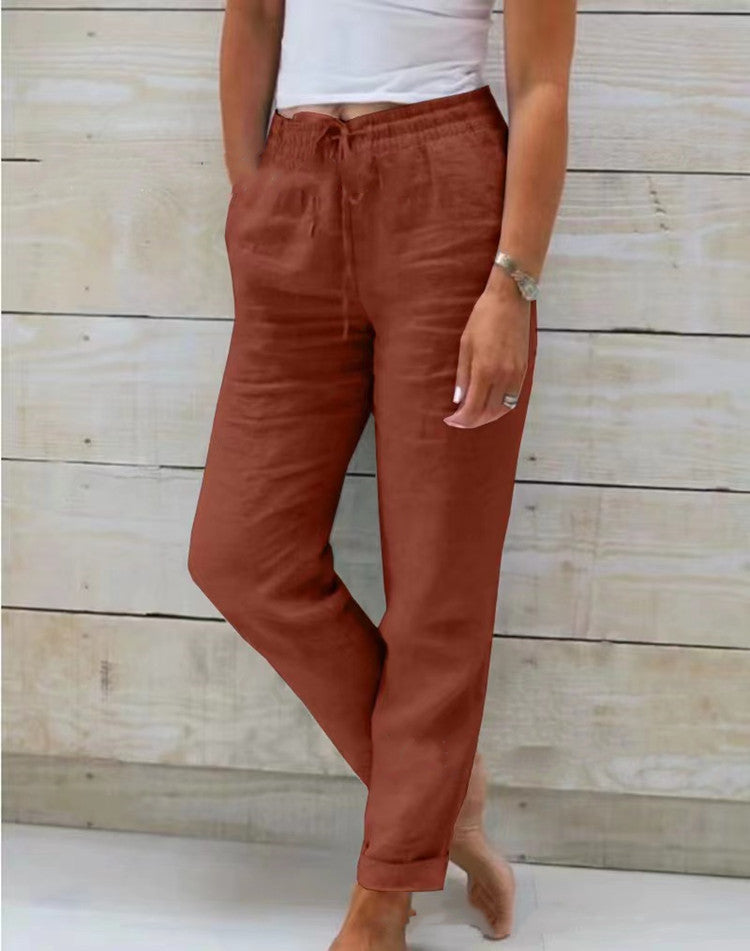 Women's Drawstring Straight-Leg Cropped Pants
