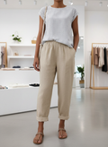 Women's Relaxed Cuffed Pants with Side Pockets