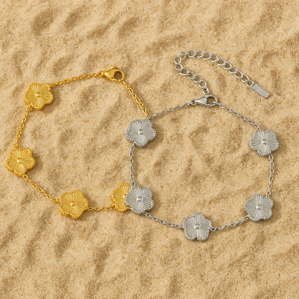 Women's Reversible Four-Leaf Clover Charm Bracelet
