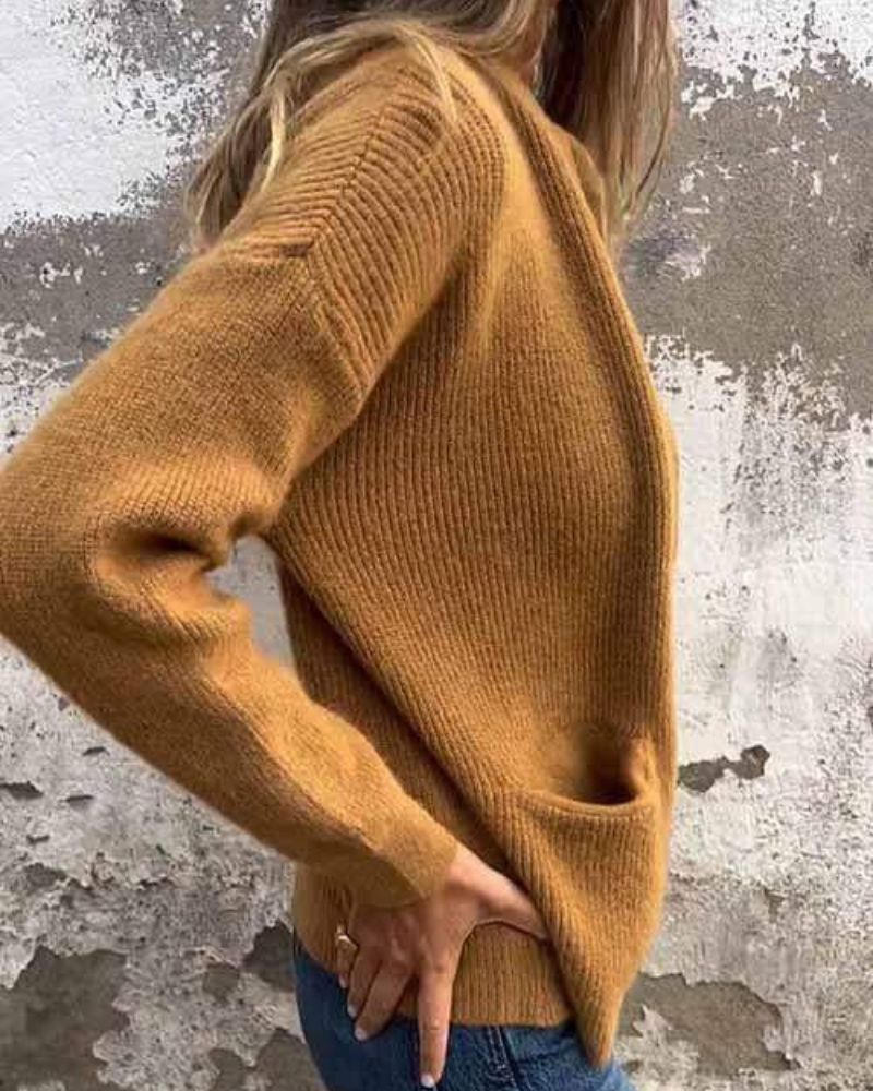 Women's Ribbed Full-Zip Pocket Cardigan