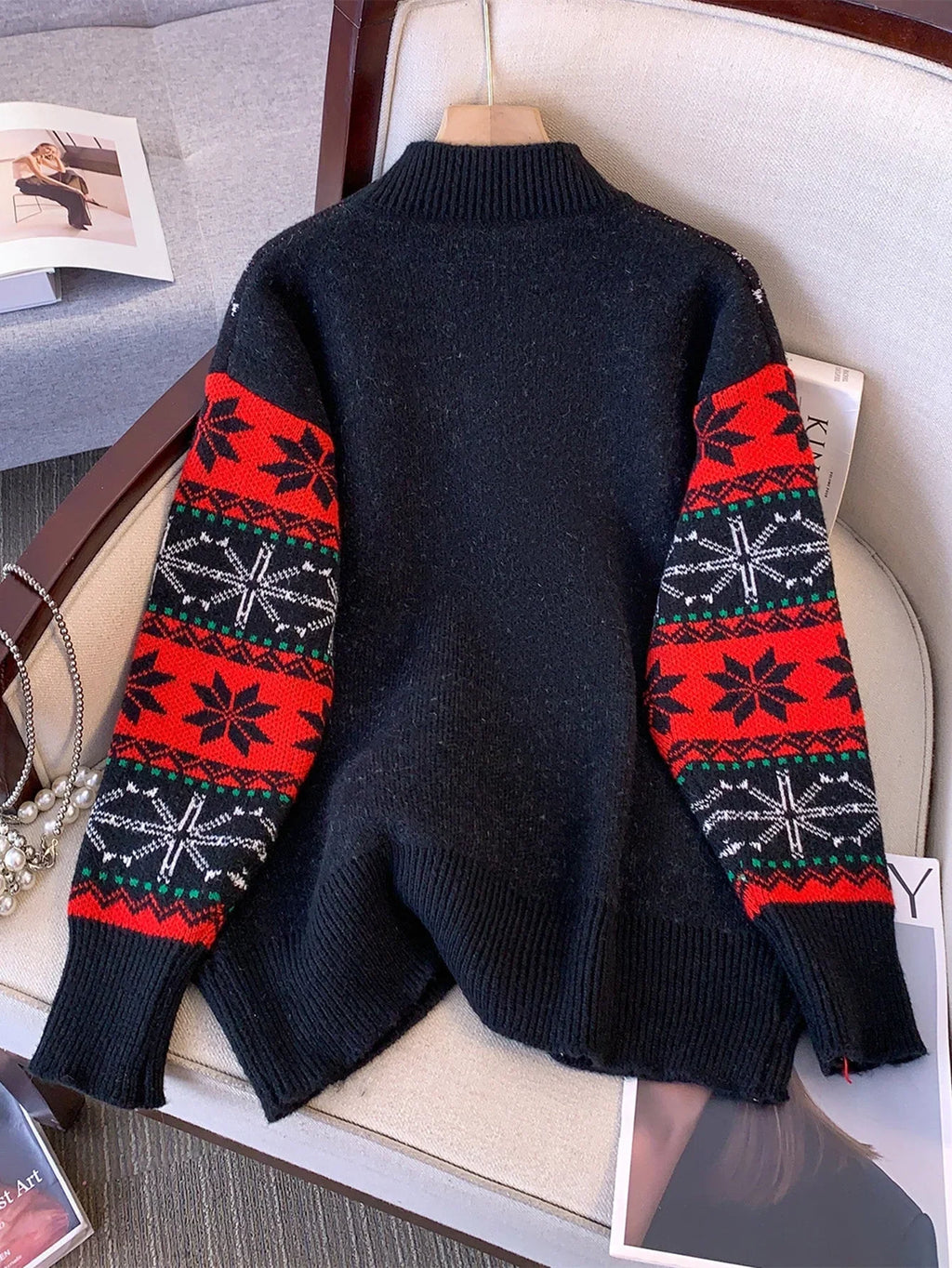 Women's Santa Ugly Christmas Sweater Mock Neck