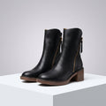 Women's Side-Zip Block Heel Faux Leather Ankle Booties