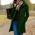 Women's Single-Breasted Mid-Length Wool-Look Pea Coat